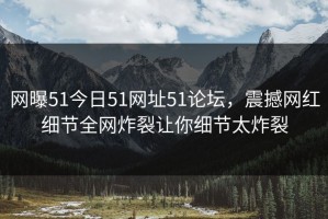 网曝51今日51网址51论坛，震撼网红细节全网炸裂让你细节太炸裂