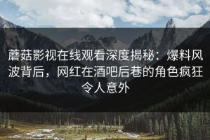 蘑菇影视在线观看深度揭秘：爆料风波背后，网红在酒吧后巷的角色疯狂令人意外
