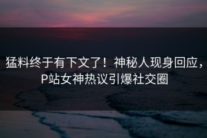 猛料终于有下文了！神秘人现身回应，P站女神热议引爆社交圈