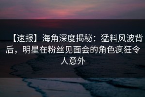 【速报】海角深度揭秘：猛料风波背后，明星在粉丝见面会的角色疯狂令人意外
