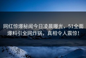 网红惊爆秘闻今日凌晨曝光，51全面爆料引全网炸锅，真相令人震惊！