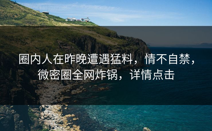 圈内人在昨晚遭遇猛料，情不自禁，微密圈全网炸锅，详情点击