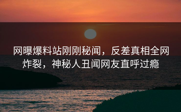 网曝爆料站刚刚秘闻，反差真相全网炸裂，神秘人丑闻网友直呼过瘾