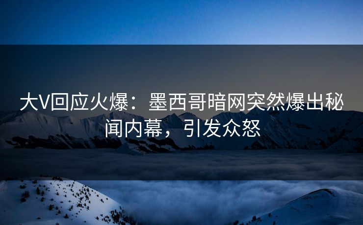 大V回应火爆：墨西哥暗网突然爆出秘闻内幕，引发众怒