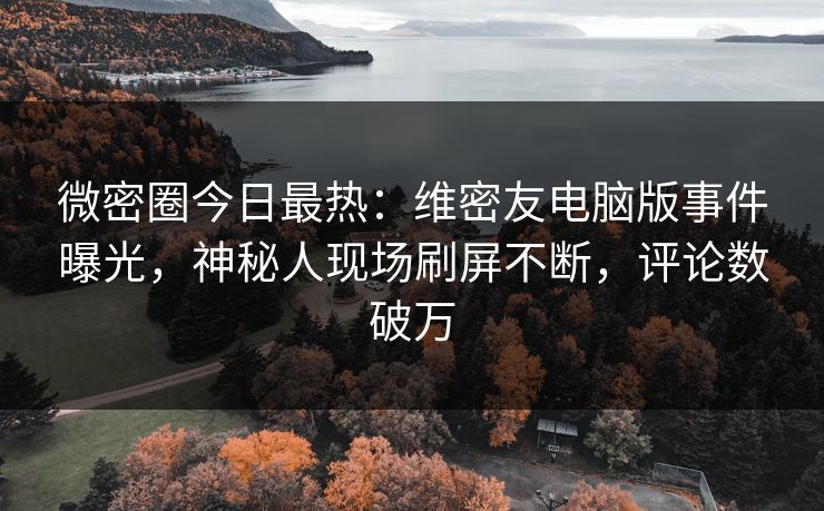 微密圈今日最热：维密友电脑版事件曝光，神秘人现场刷屏不断，评论数破万