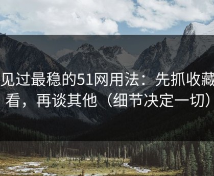 我见过最稳的51网用法：先抓收藏回看，再谈其他（细节决定一切）