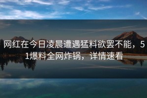 网红在今日凌晨遭遇猛料欲罢不能，51爆料全网炸锅，详情速看