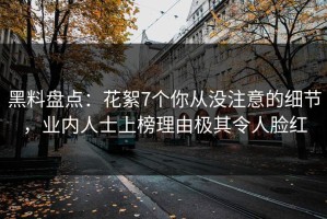 黑料盘点：花絮7个你从没注意的细节，业内人士上榜理由极其令人脸红