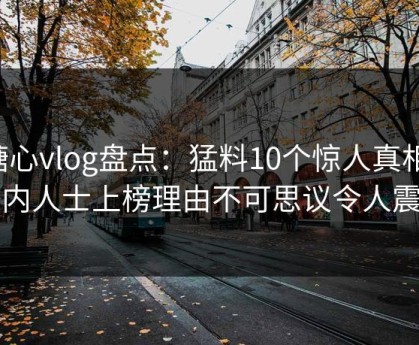 糖心vlog盘点：猛料10个惊人真相，业内人士上榜理由不可思议令人震惊