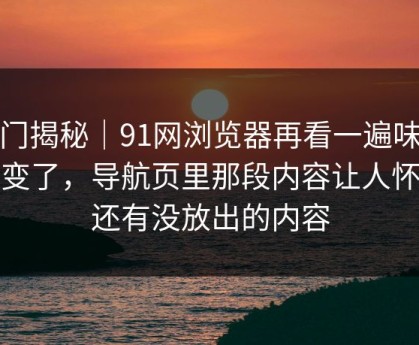冷门揭秘｜91网浏览器再看一遍味道全变了，导航页里那段内容让人怀疑还有没放出的内容