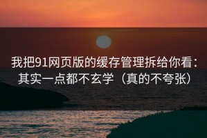 我把91网页版的缓存管理拆给你看：其实一点都不玄学（真的不夸张）