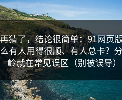 别再猜了，结论很简单：91网页版为什么有人用得很顺、有人总卡？分水岭就在常见误区（别被误导）