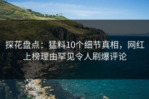 探花盘点：猛料10个细节真相，网红上榜理由罕见令人刷爆评论