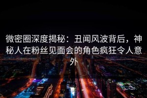 微密圈深度揭秘：丑闻风波背后，神秘人在粉丝见面会的角色疯狂令人意外
