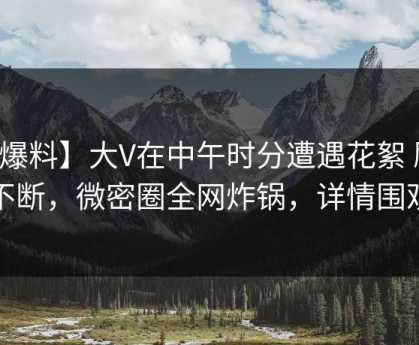 【爆料】大V在中午时分遭遇花絮 刷屏不断，微密圈全网炸锅，详情围观