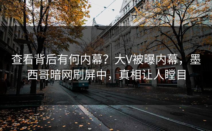 查看背后有何内幕？大V被曝内幕，墨西哥暗网刷屏中，真相让人瞠目