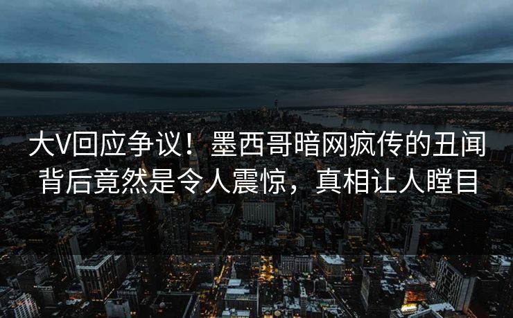 大V回应争议！墨西哥暗网疯传的丑闻背后竟然是令人震惊，真相让人瞠目