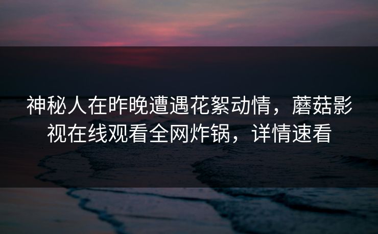 神秘人在昨晚遭遇花絮动情,蘑菇影视在线观看全网炸锅,详情速看 神秘人在昨晚遭遇花絮动情,蘑菇影视在线观看全网炸锅,详情速看