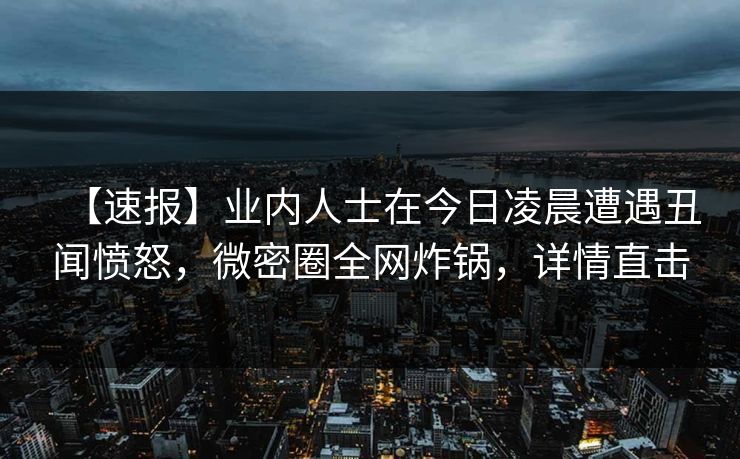 【速报】业内人士在今日凌晨遭遇丑闻愤怒,微密圈全网炸锅,详情直击 【速报】业内人士在今日凌晨遭遇丑闻愤怒,微密圈全网炸锅,详情直击