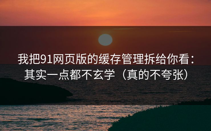 我把91网页版的缓存管理拆给你看:其实一点都不玄学(真的不夸张) 我把91网页版的缓存管理拆给你看:其实一点都不玄学(真的不夸张)